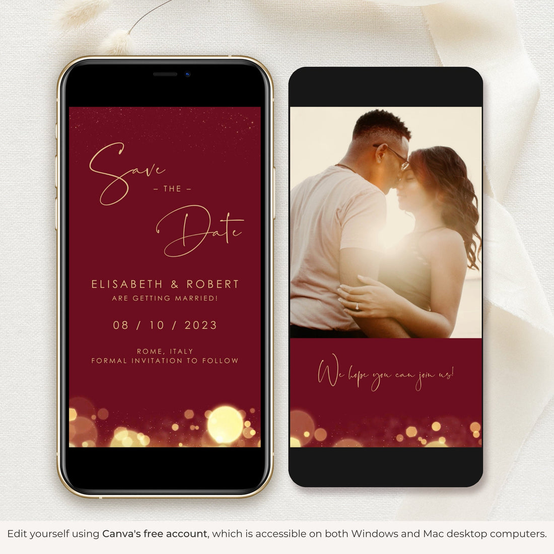 Anita | Burgundy Save the Date Video Template