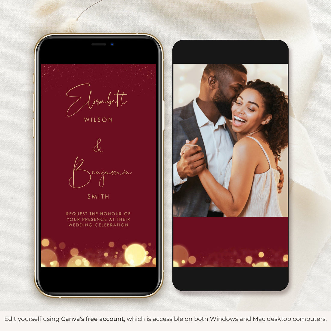 Anita | Burgundy Wedding Invitation Video Template