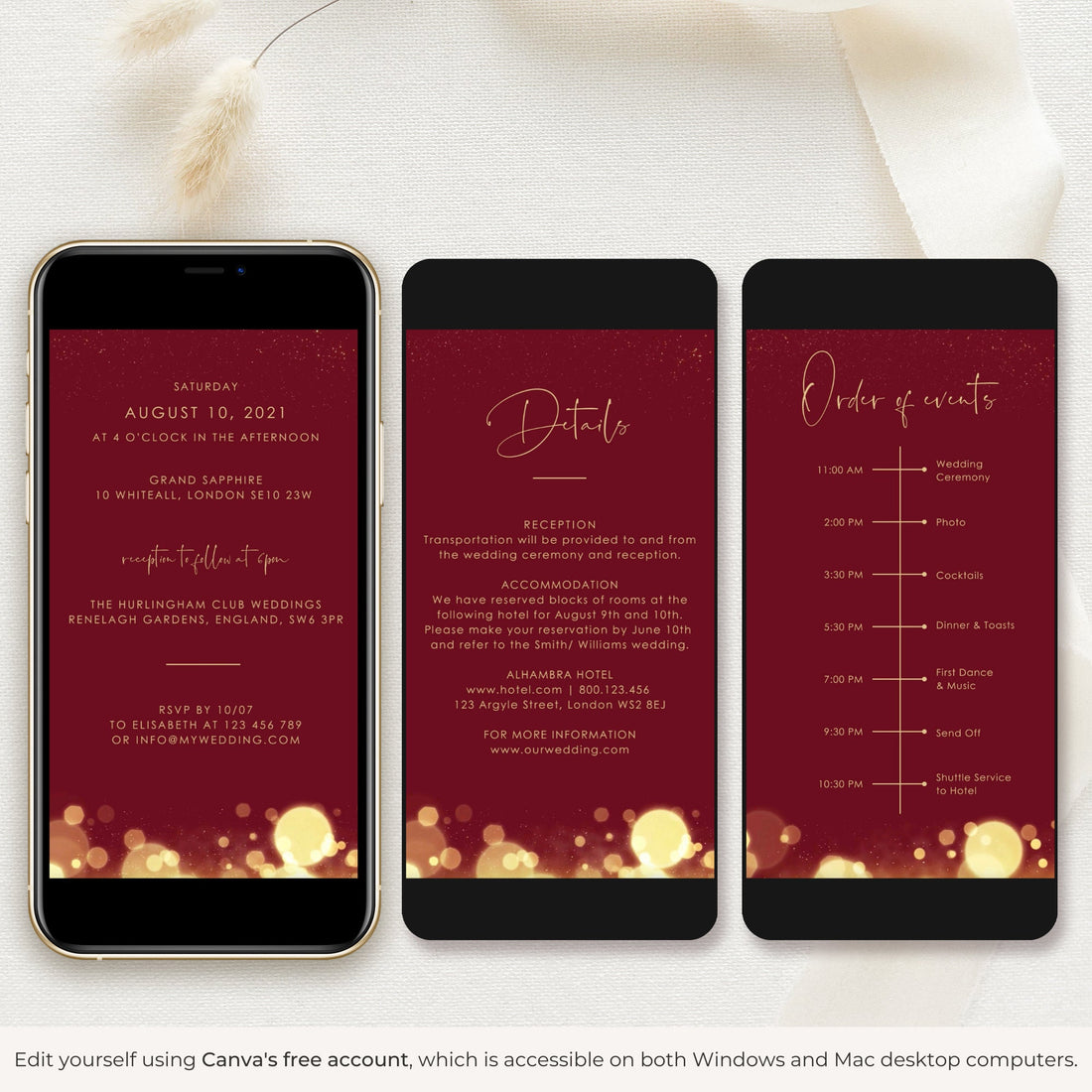 Anita | Burgundy Wedding Invitation Video Template