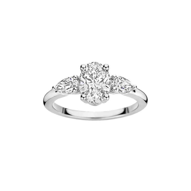 Joan Ring 1.23ct Oval and 0.3ct Pear White Gold