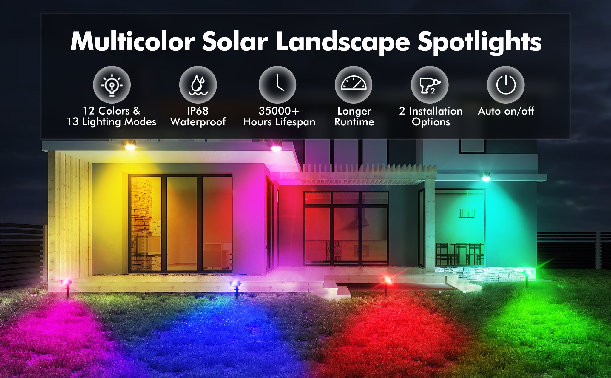 Solar Spot Lights Outdoor 4 Pack Rgb Solar Spotlights Color