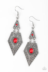 Paparazzi Accessories Drifting Dunes - Red Earrings 
