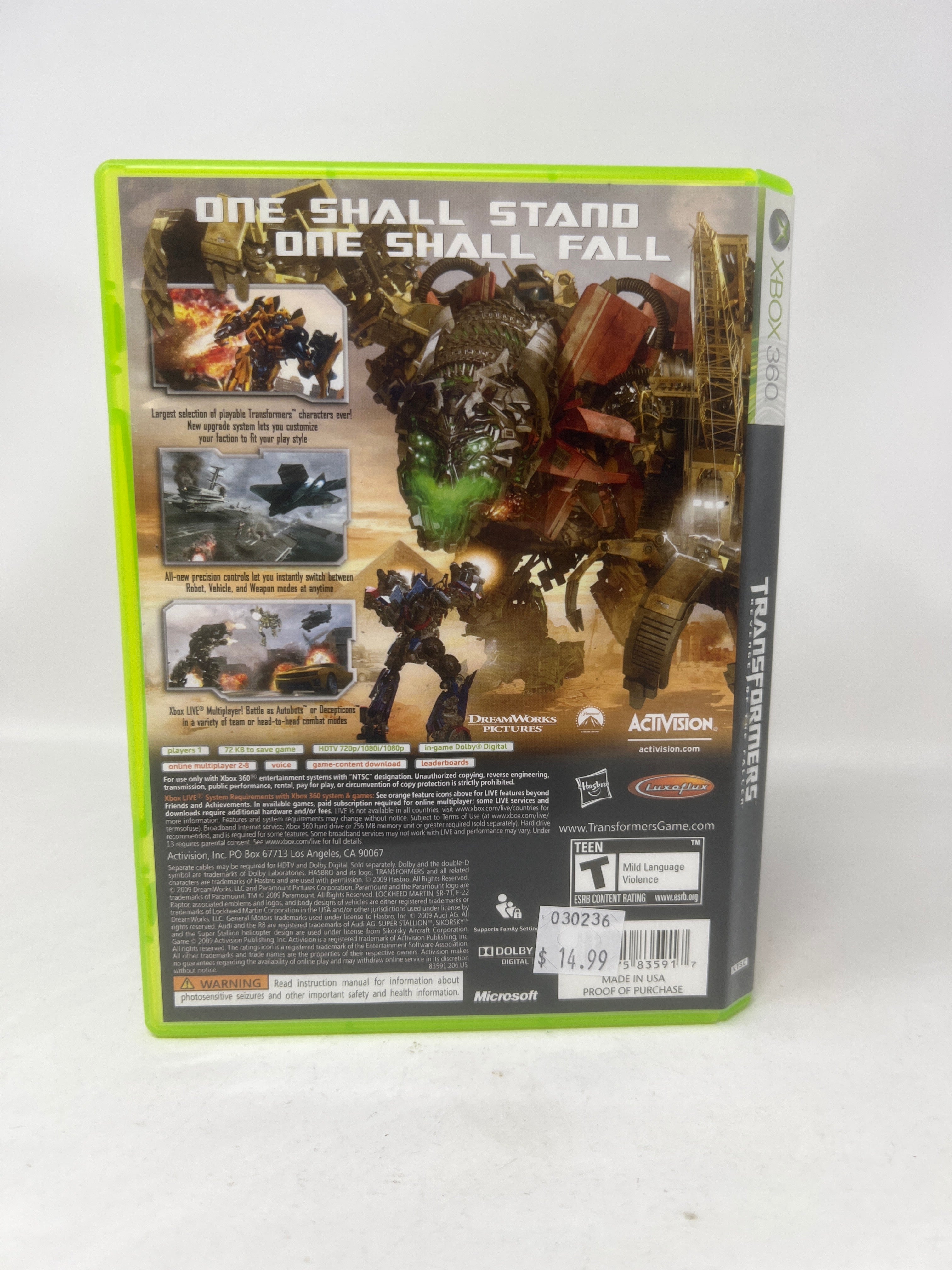 Xbox 360: Transformers Revenge Of The Fallen
