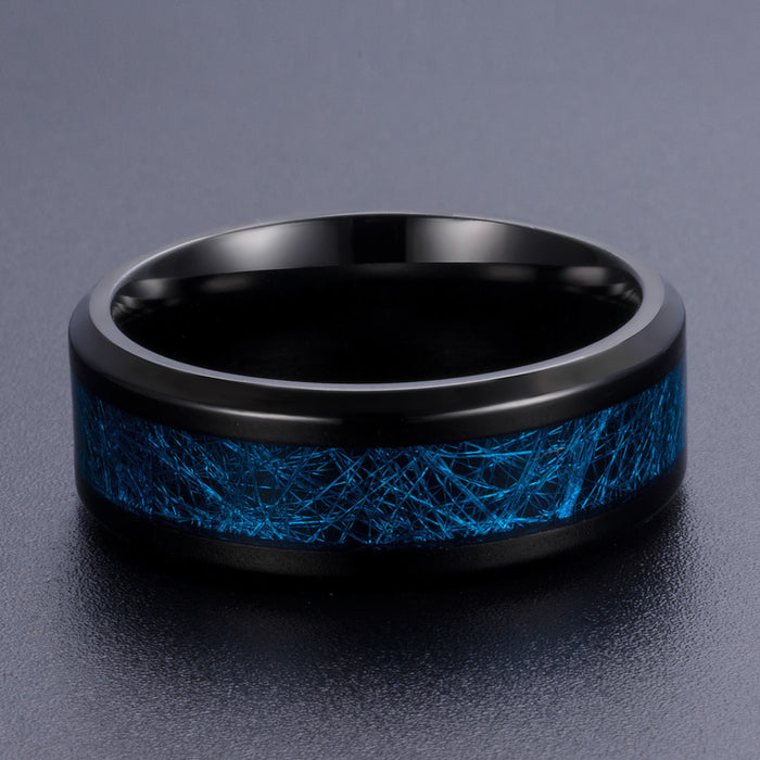 Men's 8mm Blue Stone Inlay Titanium Ring — Jewelry Bomb