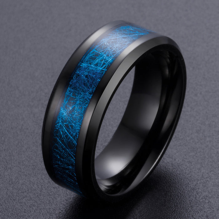 Men's 8mm Blue Stone Inlay Titanium Ring — Jewelry Bomb