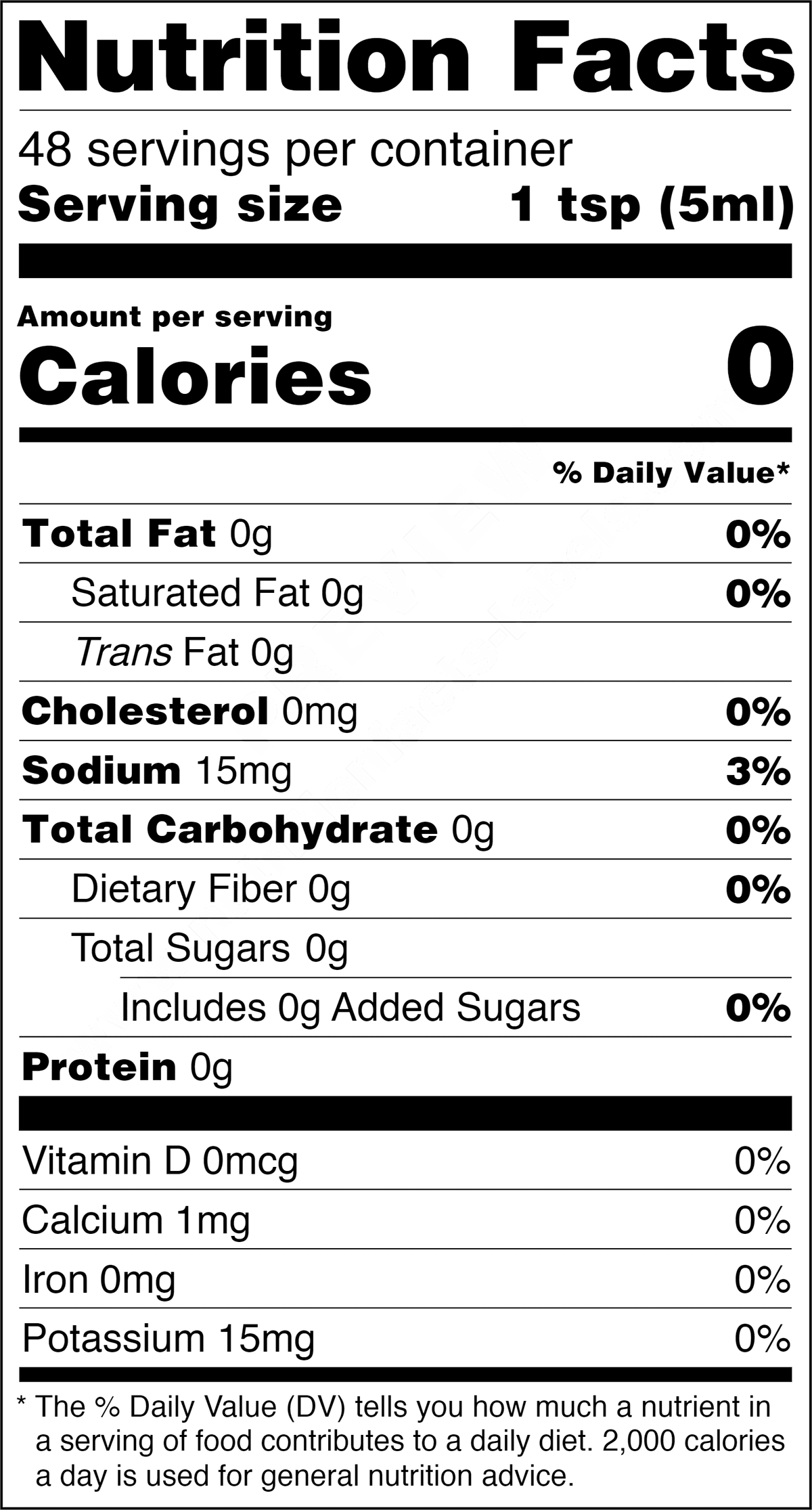 Nutrion Facts for Mean Green Hot Sauce