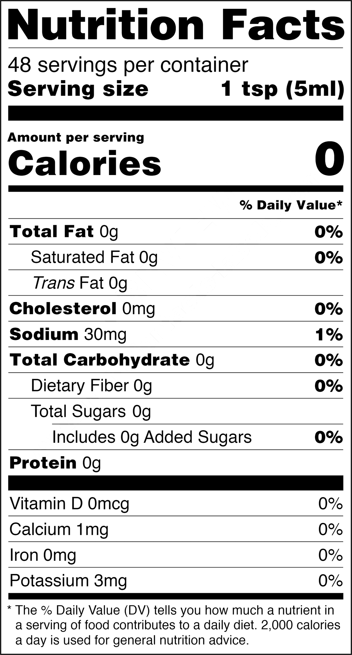 Nutrient Facts for Nuclear Option Hot Sauce