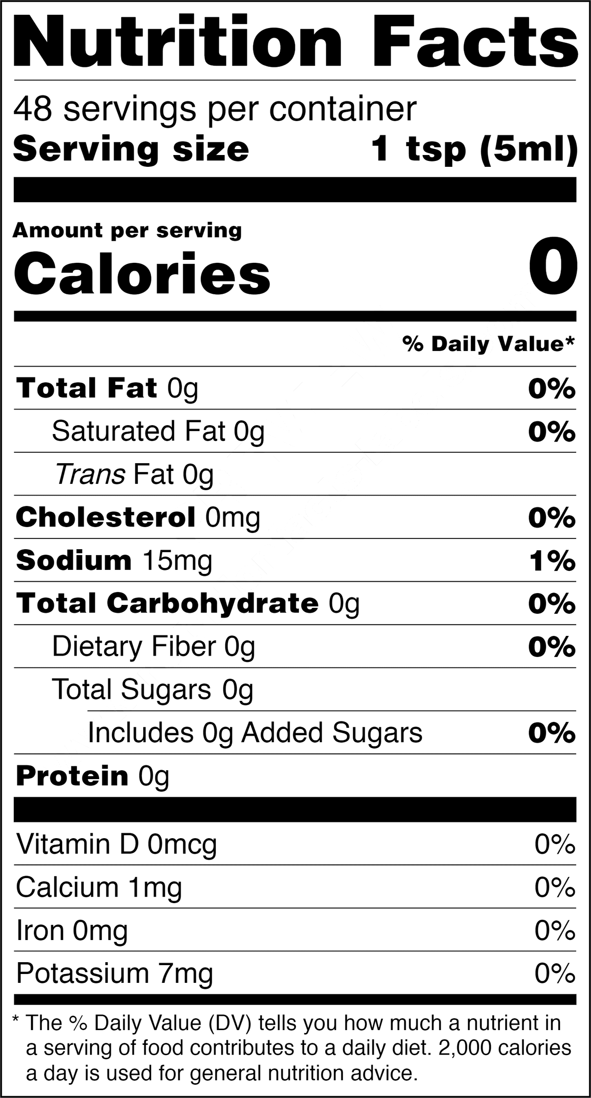 Nutrient Facts for Tango Mango Hot Sauce