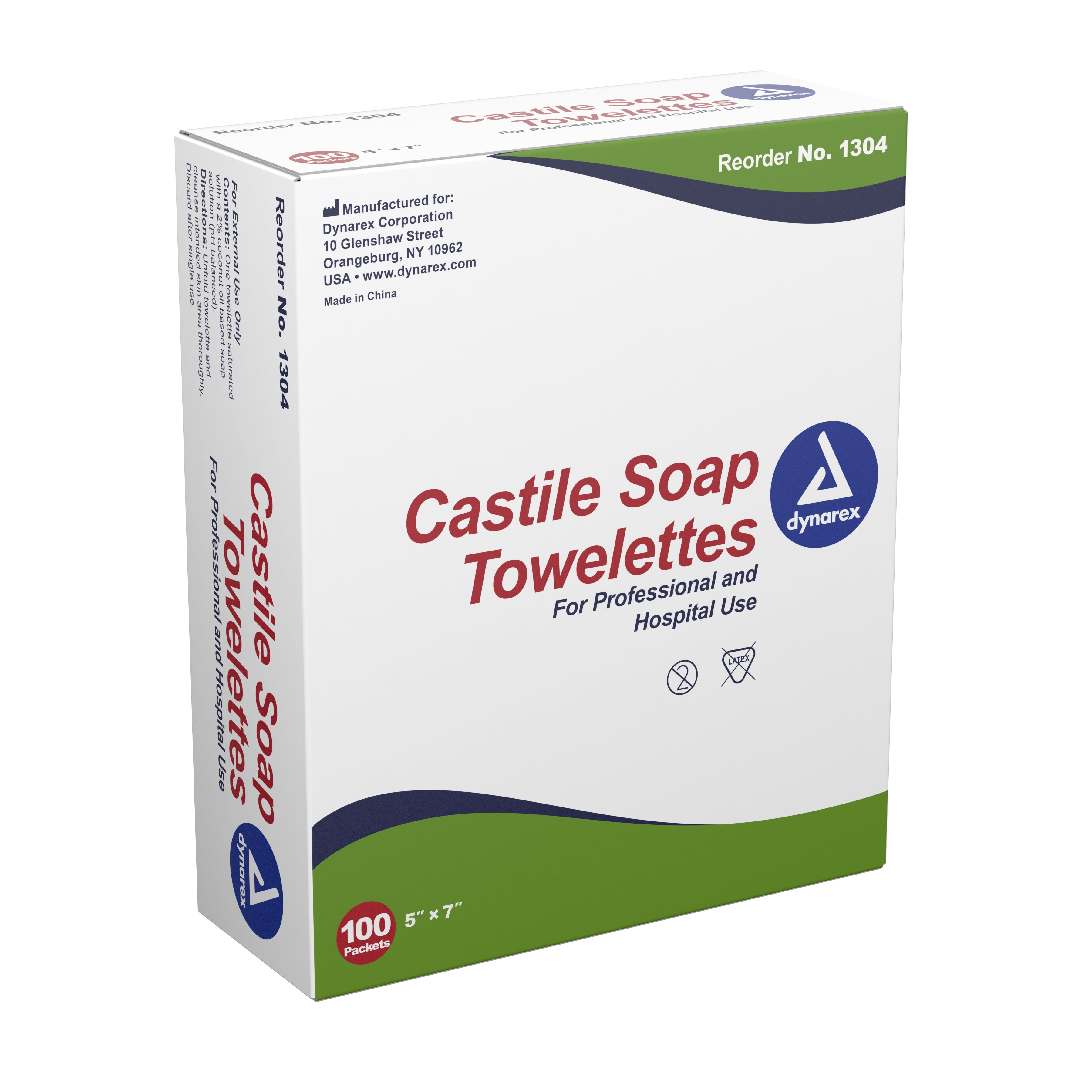 dynarex® Scented Castile Soap Towelettes, Individual Packets, 1 Box of 100