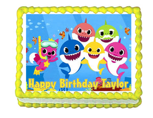 Baby Shark Edible Cake Image Party Decoration Frosting Topper Cakes For Cures