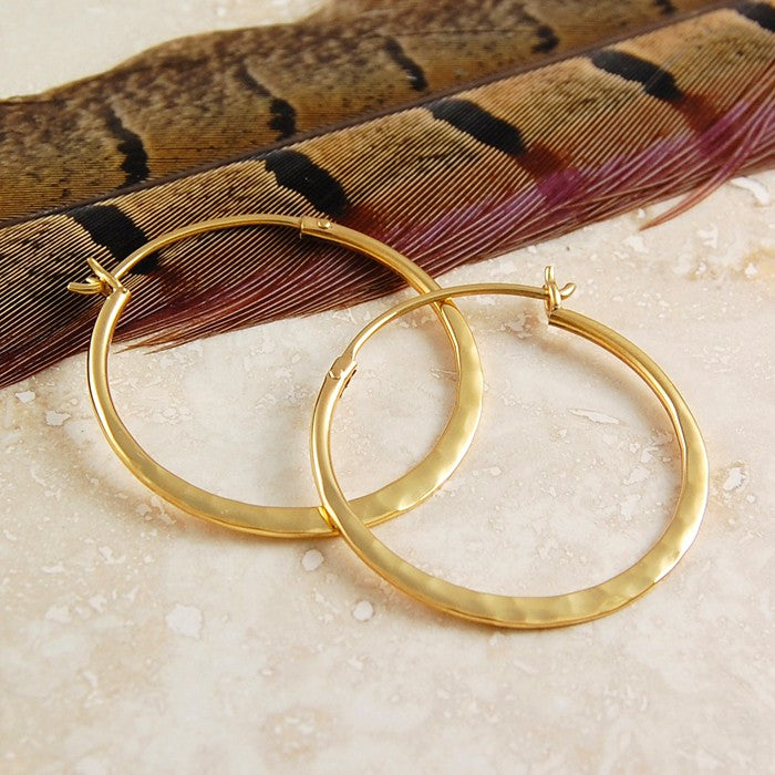Large Hammered Gold Hoop Earrings | Otis Jaxon Silver Jewellery