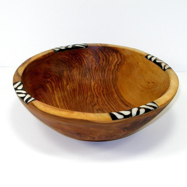 6-Inch Hand-carved Olive Wood Bowl Handmade and Fair Trade - Drop