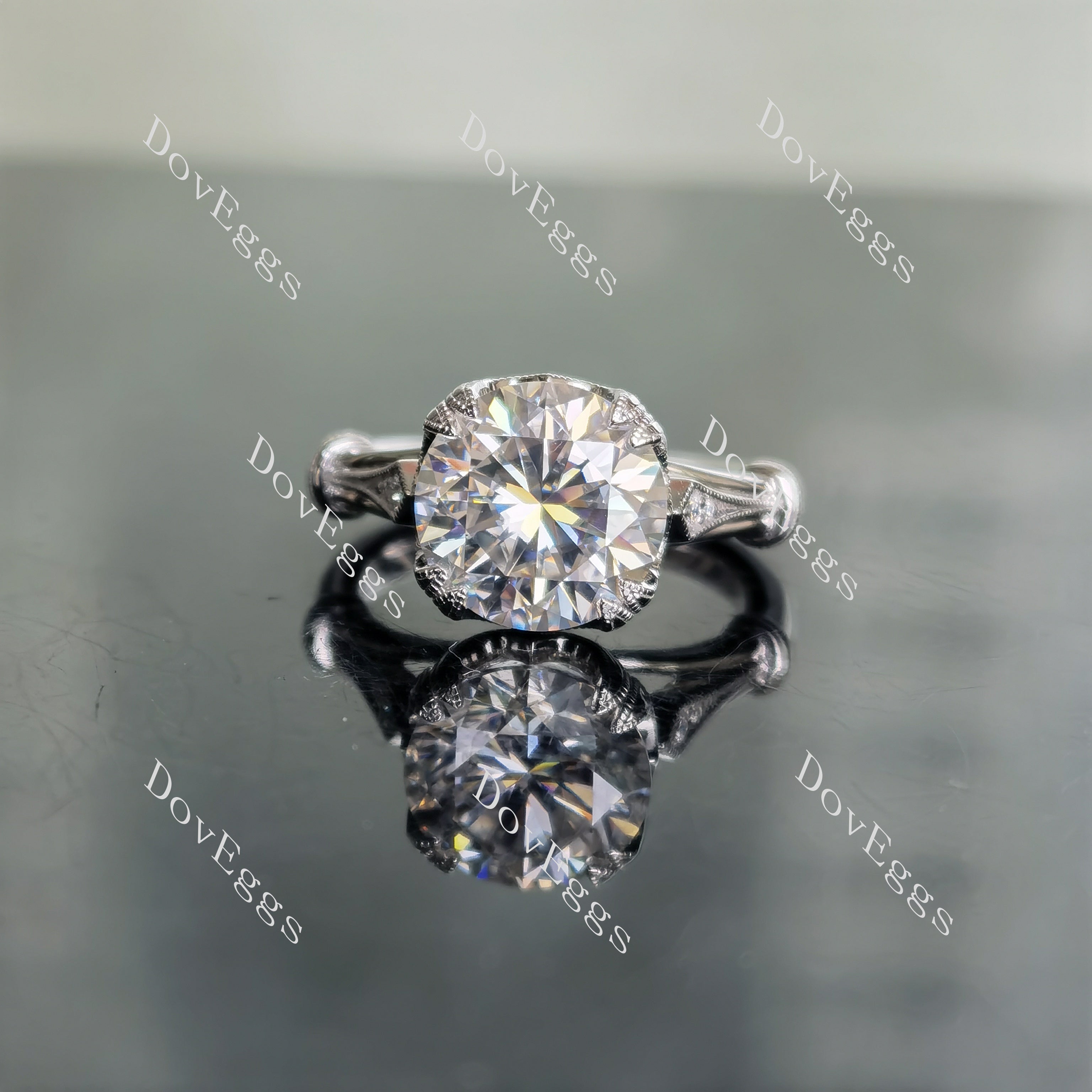 Round Moissanite Engagement Ring Setvintage Moissanite White -  Norway