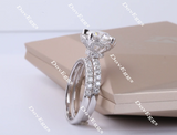 doveggs round half eternity pave moissanite/lab diamond bridal set (2 rings)