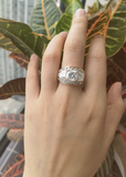 doveggs cushion three-stone moissanite engagement ring