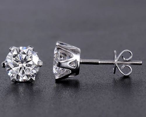 Round Moissanite Stud Earrings Gift for Wife Mother Daughter
