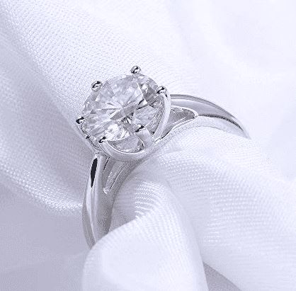 doveggs sterling silver 2 carat g-h-i color round moissanite ring