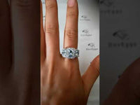 Doveggs halo three stone bridal set emerald moissanite engagement ring