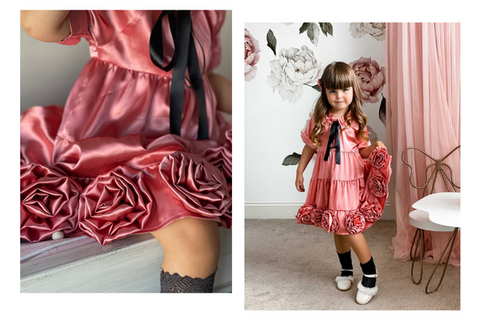 satin rose dress