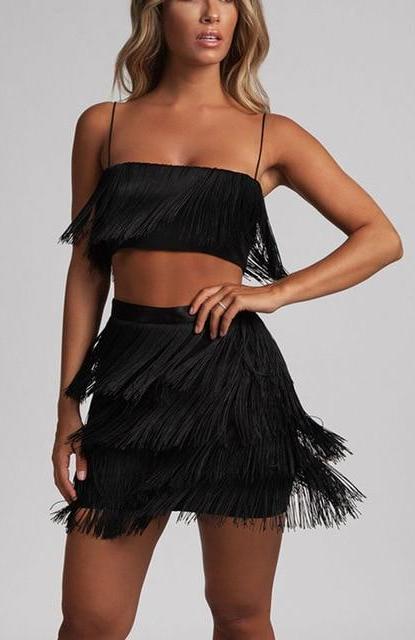 fringe dress two piece