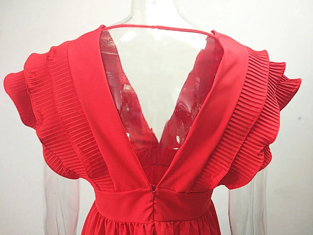 Short Ruffle Sleeve Maxi Dress – MaestosoRosso