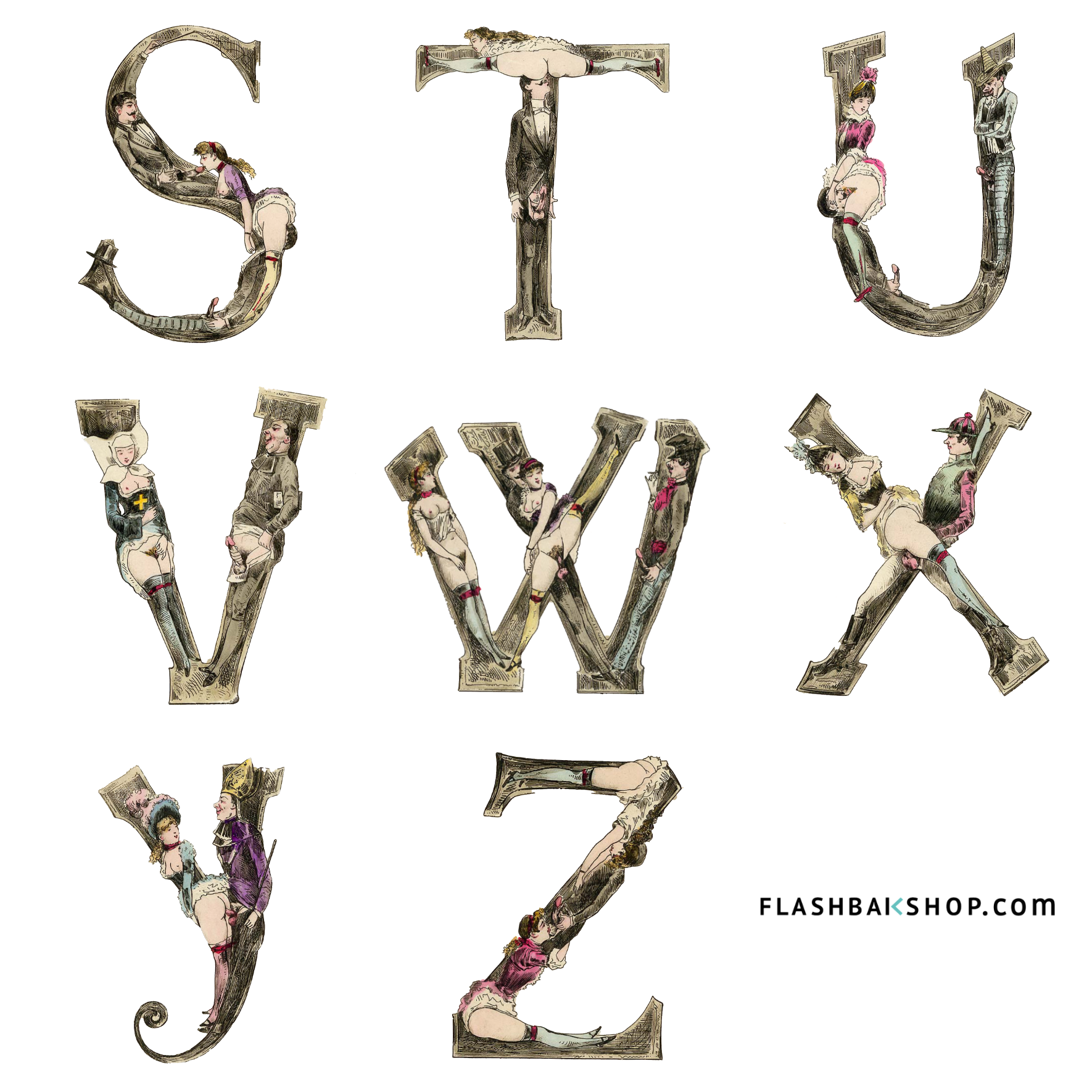 The Erotic Alphabet 1880 Magnets Letters S Z Flashbak Shop 