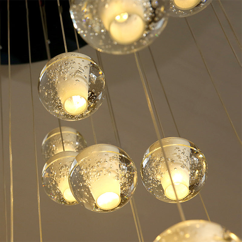Crystal Bubbles Ball Chandelier Modern Hanging Glass Pendant Lights Fo