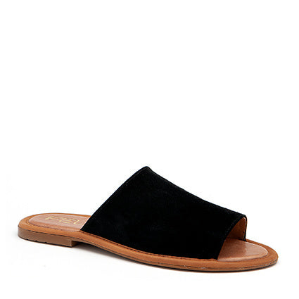 black suede slide sandals