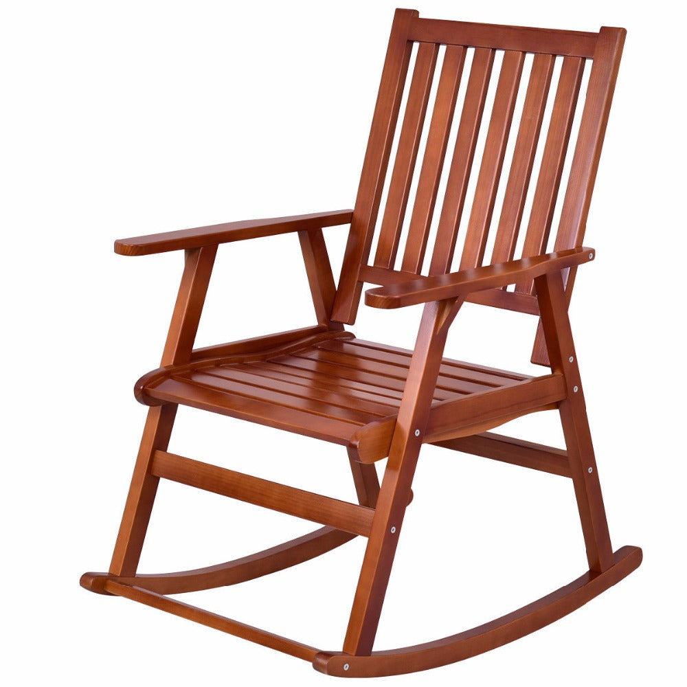 Giantex Wood Rocking Chair Garden Single Porch Rocker Indoor