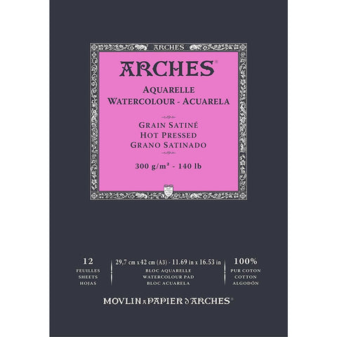 Arches Watercolor Block 12x12-inch Natural White 100% Cotton Paper - 20  Sheets of Arches Watercolor Paper 140 lb Cold Press - Arches Art Paper for