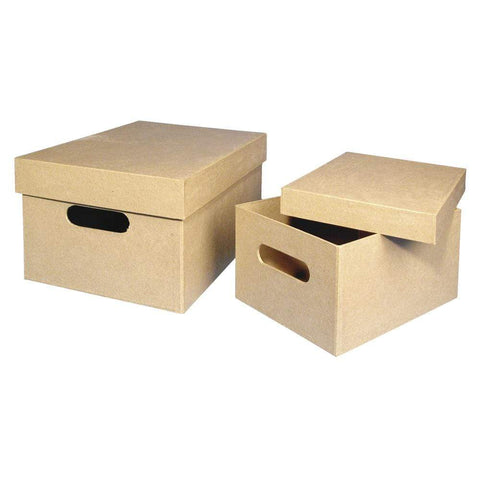 Caja cuadrada compartimentos de papel maché Rayher