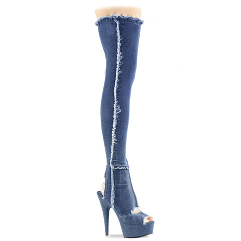 denim thigh high boots