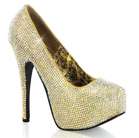 gold platform heels