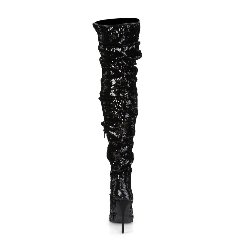 black sparkly thigh high boots