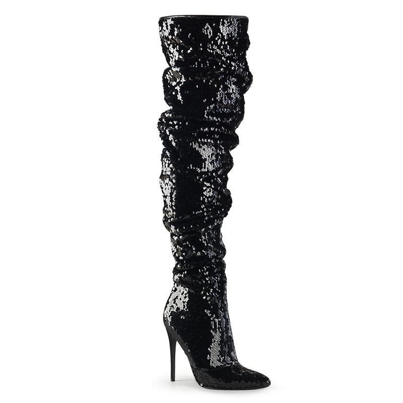 sequin thigh high boots