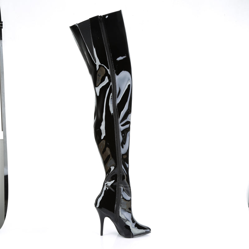 black patent thigh high boots