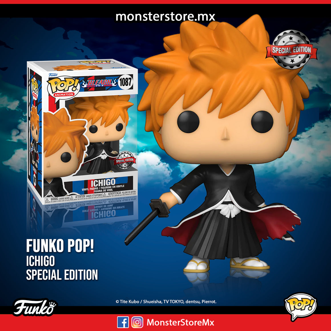 Funko Pop! Animation Ichigo 1087 Special Edition Bleach MonsterStoreMx