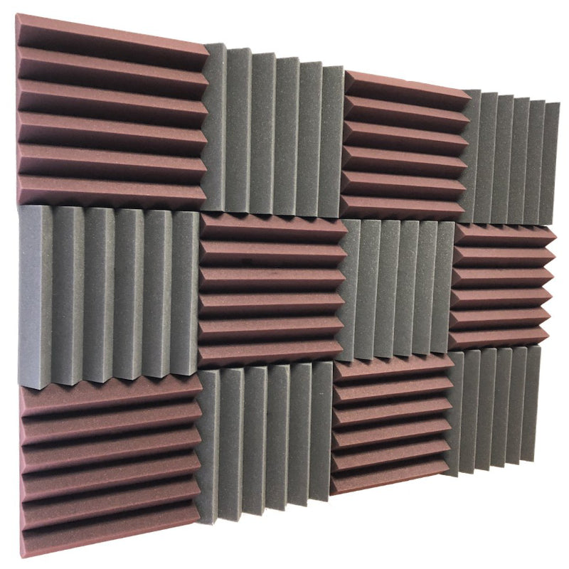 Burgundy Black Acoustic Foam Sound Absorption Panels - SoundproofStore