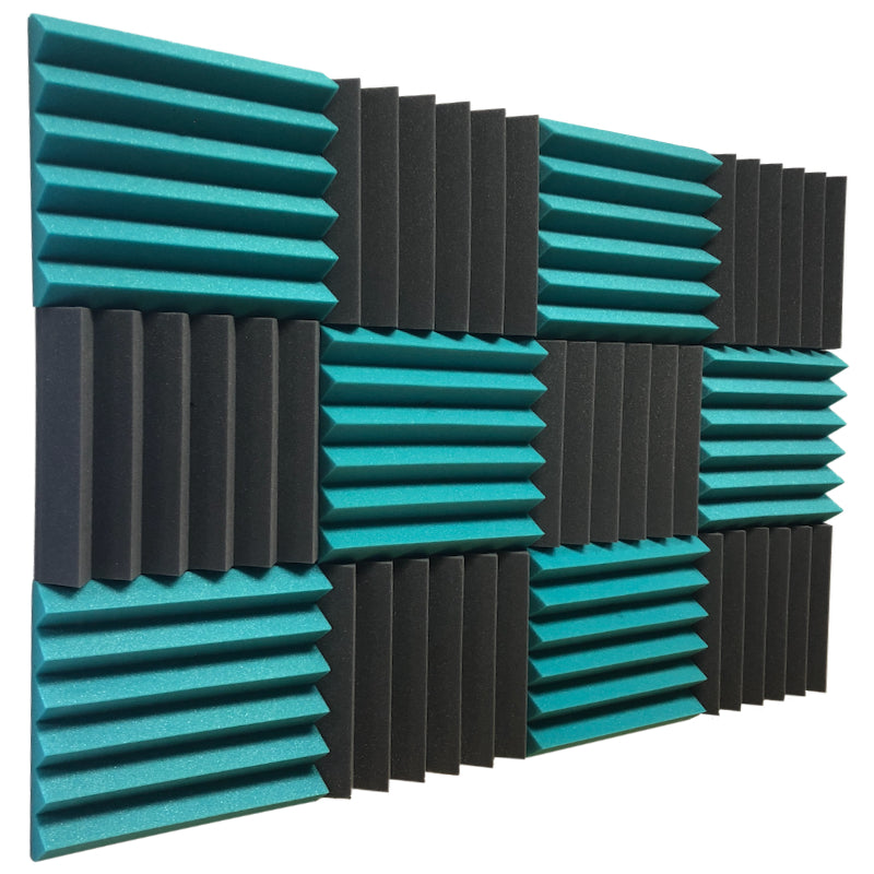 Teal & Black Acoustic Foam Sound Absorption Panels - Soundproof Store ...