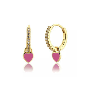 925 sterling silver hot pink zircon earrings style 9 / gold