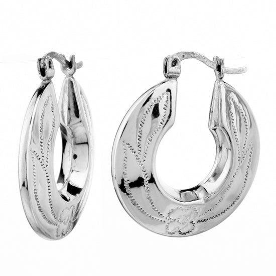 925 STERLING SILVER FILIGREE HOOP EARRINGS - Almond (Thailand