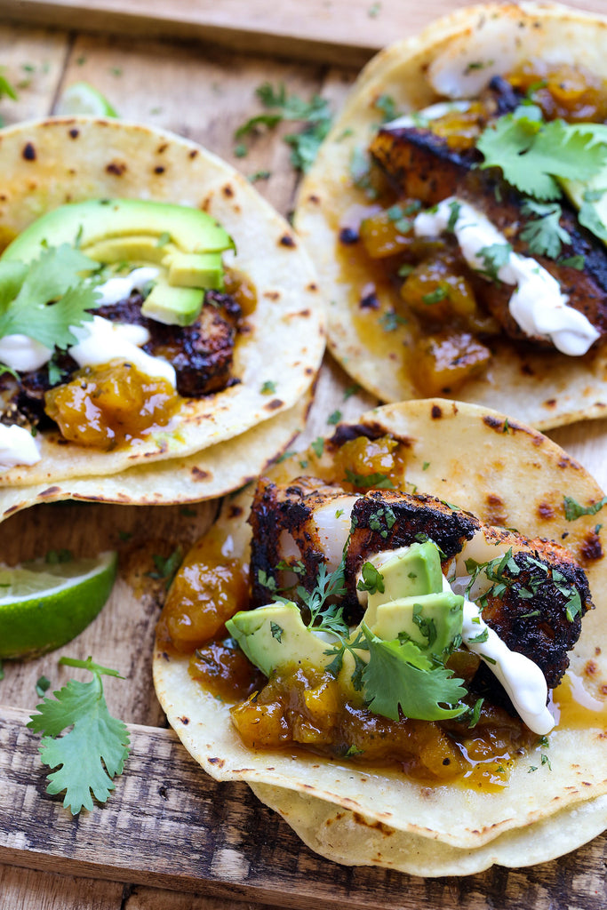 Blackened Fish Tacos with Jamaican Jerk Pineapple Chutney