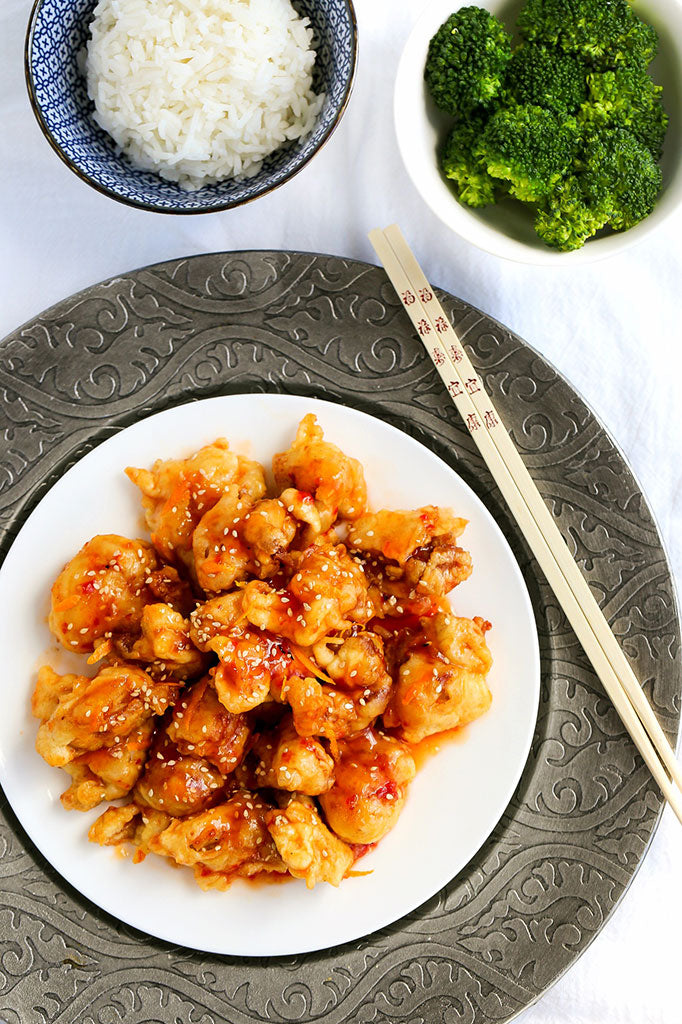 Chinese Orange Chicken with Sweet Orange Sesame Chili Sauce