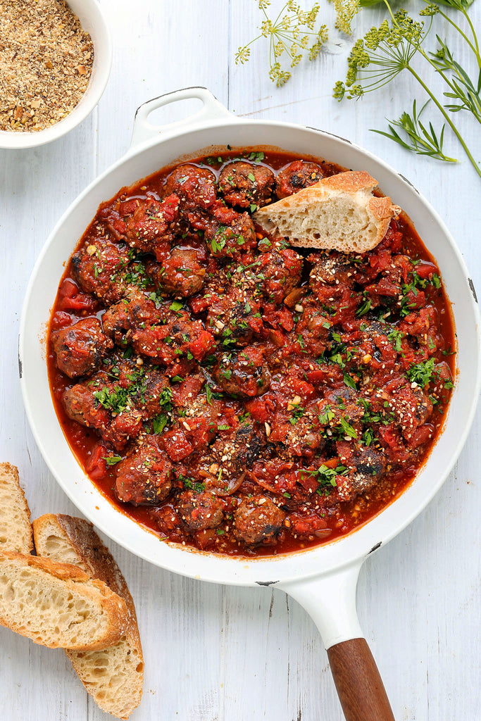 Meatballs with Moroccan Tomato Onion Relish