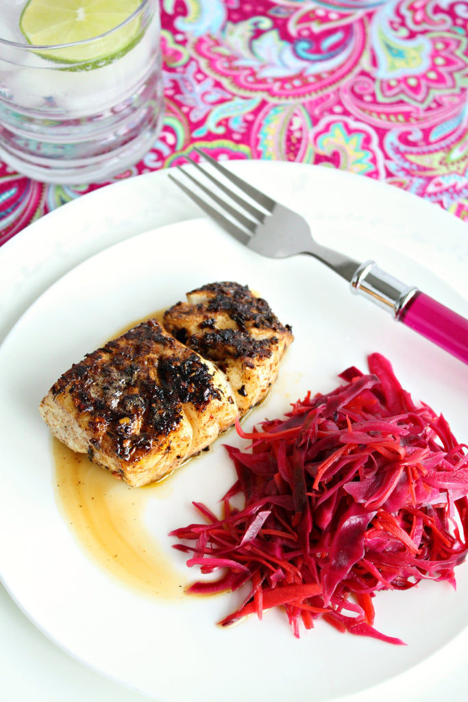 Jamaican Blackened Fish with Pickled Cabbage | Wozz! Kitchen Creations