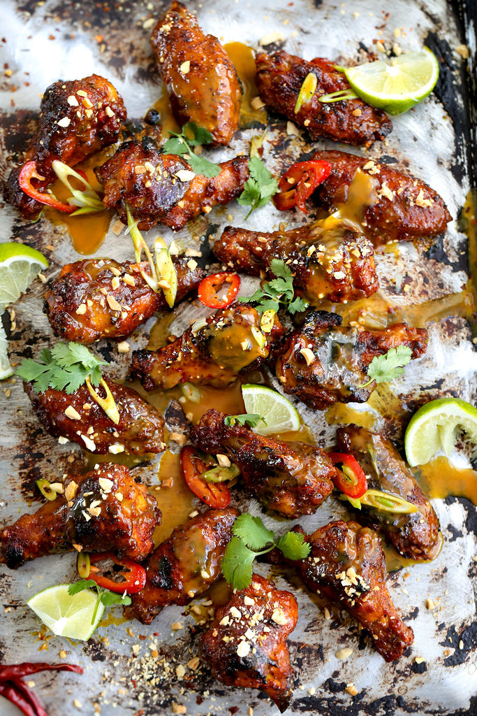 Crispy Wings with Coconut Peanut Sauce