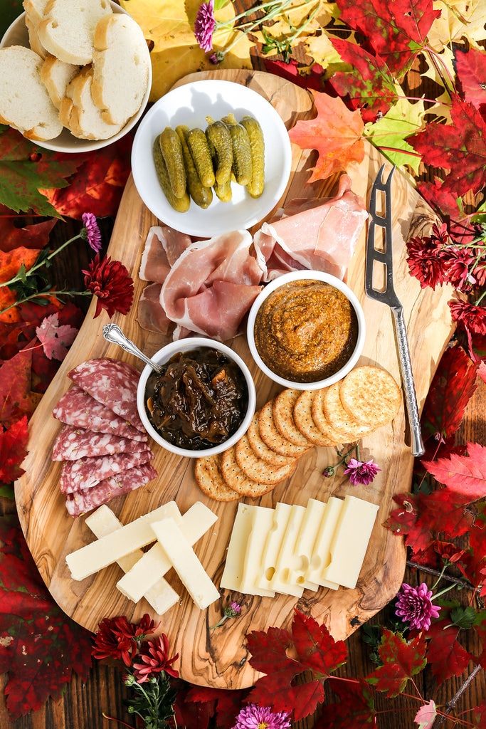 Fall Festive Charcuterie Board with Mustard Condiment and Onion Jam | Wozz! Kitchen Creations