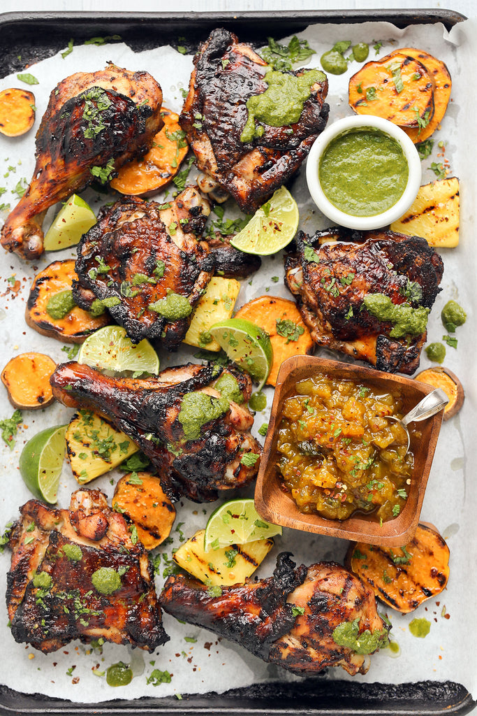 Jerk Grilled Chicken with Jamaican Jerk Pineapple Chutney