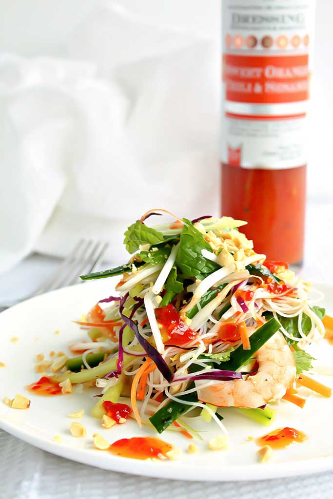 Shrimp and Vermicelli Noodle Salad with Sweet Chili Dressing