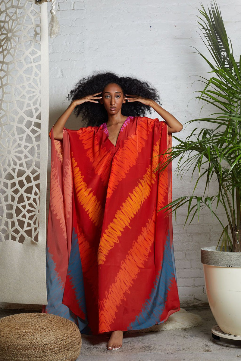 Red Blurred Lines - Caftan | melissia-hill – Ooshie